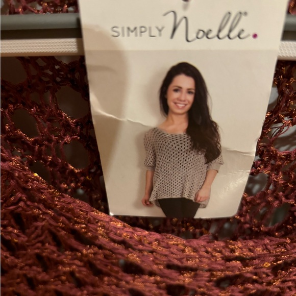Simply Noelle NWT open weave brown sequined crocheted dolman sleeve sweater, S/M - Picture 3 of 3